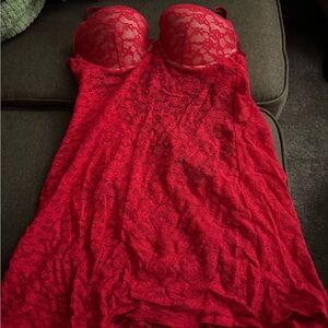 Red Lace Babydoll Chemise Nightdress - Women Intimates